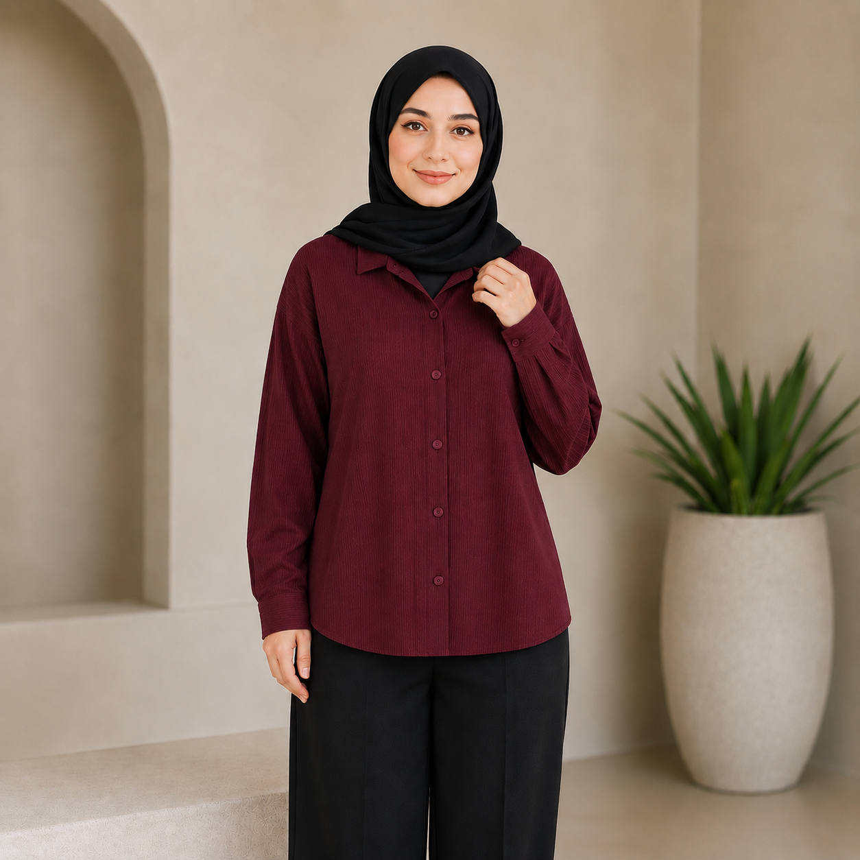 تصویر DR14W008 شومیز مدل یقه مردانه آیسی - Image 1