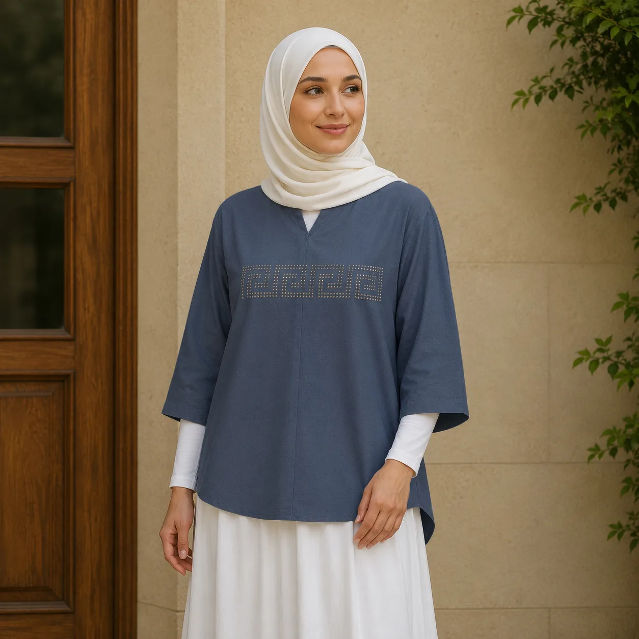 شومیز مانتویی مدل جلوبسته نگینی - Image 4