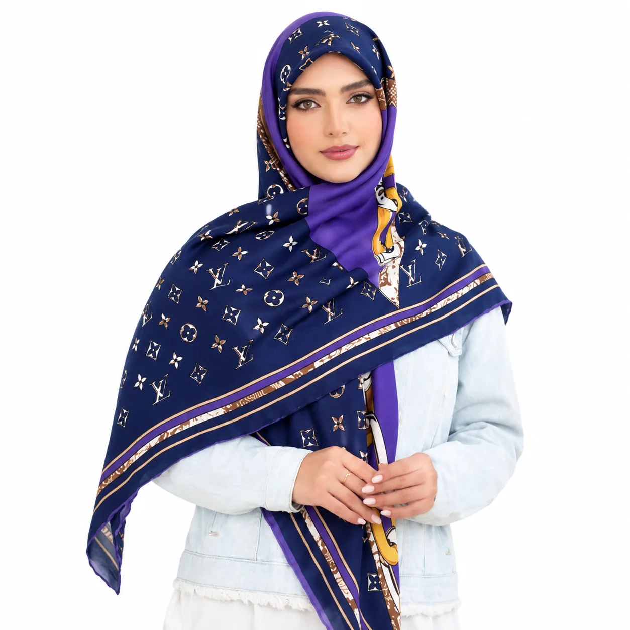روسری نخی کجراه کشمیر مدل ال وی - Image 2