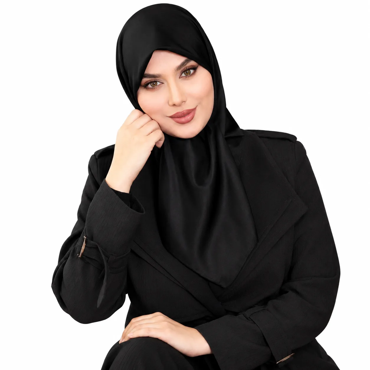 Elegant Hijab Studio Portrait (3) روسری محرمی ابریشم تویل مدل ساده - Image 1