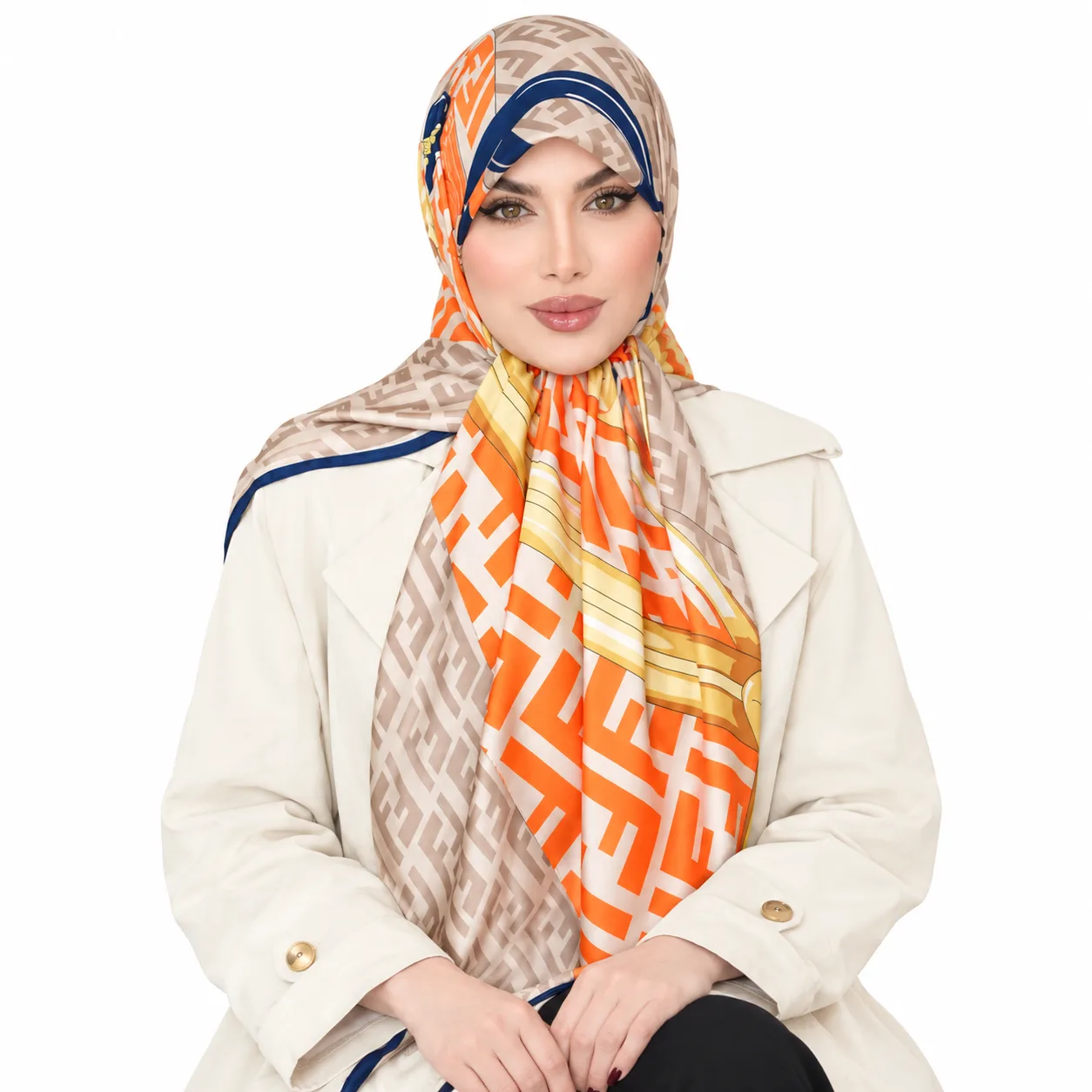 روسری ابریشم تویل مدل فندی - Image 4