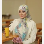 روسری حریر کوئین مدل گل ریز - Image 12
