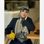 روسری ابریشم ژاکارد مدل سی دی مربعی - Image 18