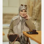 روسری ابریشم ژاکارد مدل سی دی مربعی - Image 3