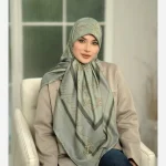 روسری ابریشم ژاکارد مدل کمربندی ج - Image 24