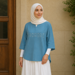 شومیز مانتویی مدل جلوبسته نگینی - Image 2