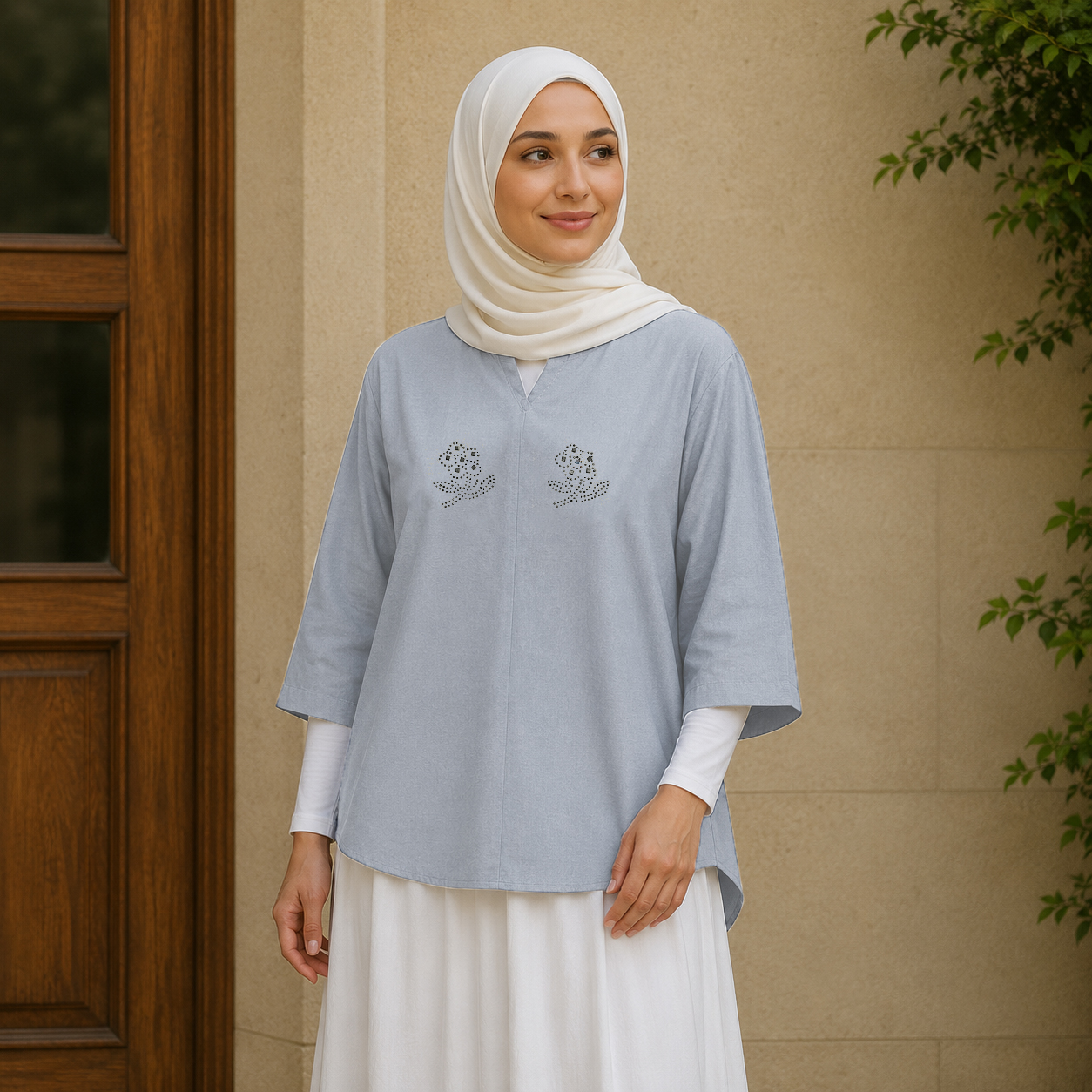 IMG_20260801_142856 شومیز مانتویی مدل جلوبسته نگینی - Image 1