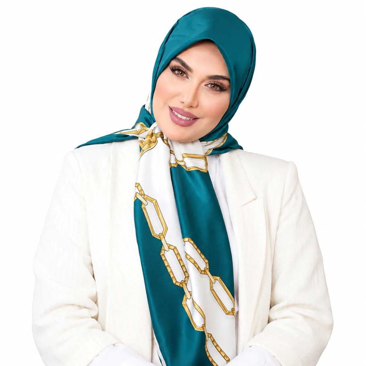 روسری ابریشم ژاکارد مدل شنل الماس - Image 2