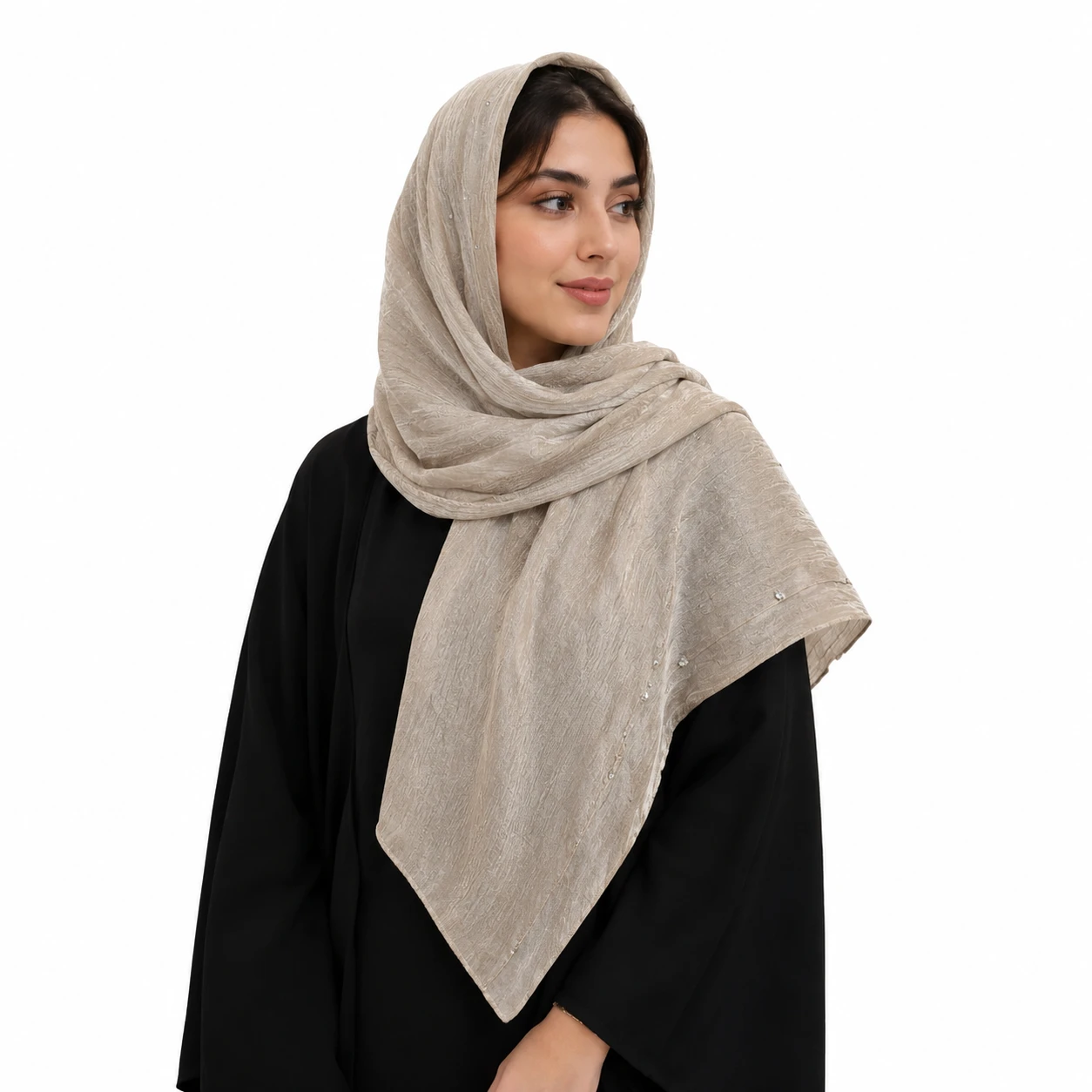 d5b42c2d-6f5f-46ea-b53f-0dd7b67e773c شال پلیسه مدل لبه منجوق دار - Image 1