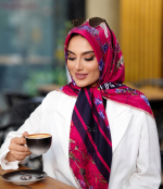 روسری حریر ایتالیایی مدل نخل دیور قابدار - Image 2