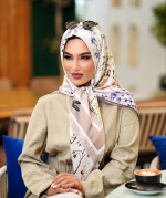 روسری حریر ایتالیایی مدل نخل دیور قابدار