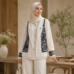 ست شومیز و جلیقه مدل یقه دکمه خور