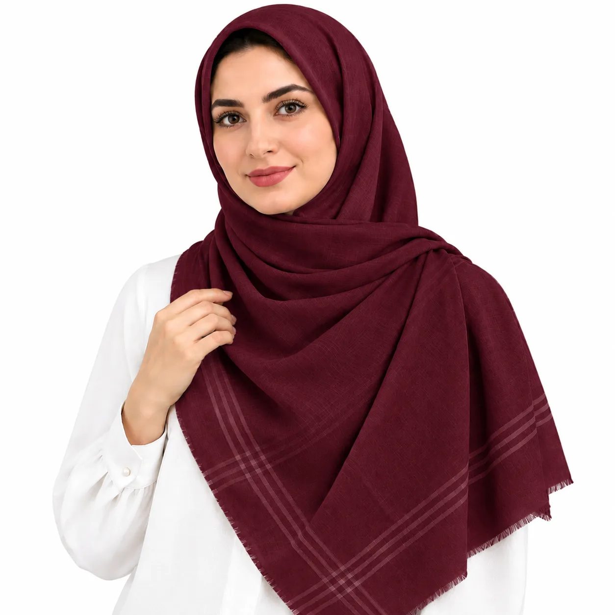 روسری نخی مدل لنین لمه دار چهارخانه - Image 2