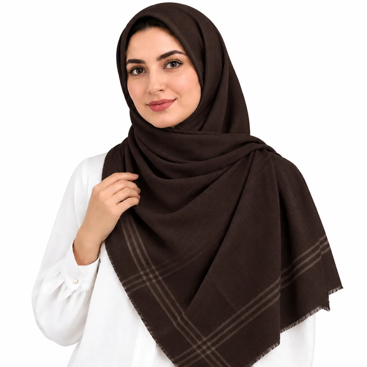 روسری نخی مدل لنین لمه دار چهارخانه - Image 3