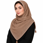 روسری نخی وارداتی مدل حاشیه نگین منگوله دار - Image 4