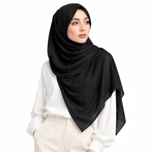 تصویر روسری نخی کرپ مدل دور دوخت تک رنگ HD