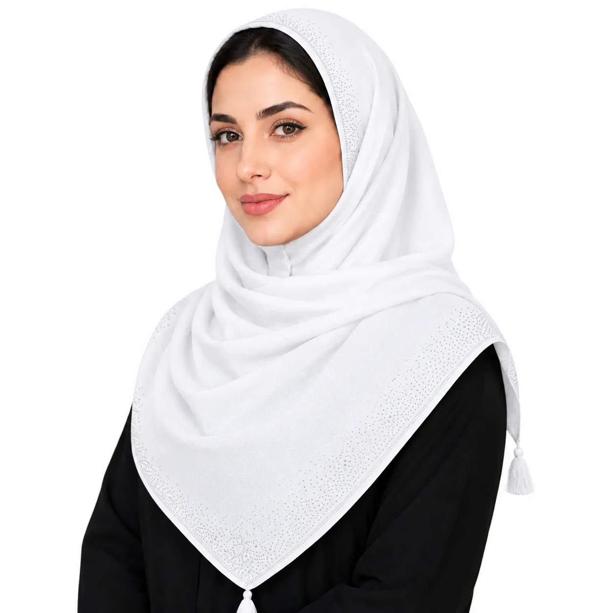 روسری نخی وارداتی مدل حاشیه نگین منگوله دار - Image 2