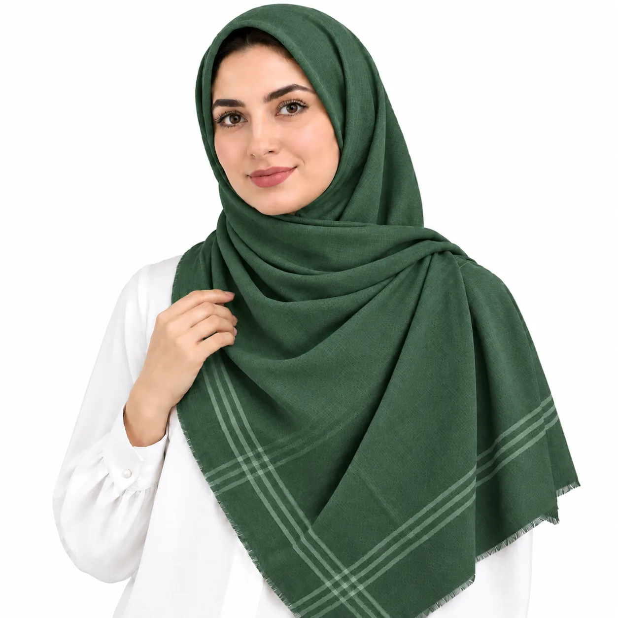روسری نخی مدل لنین لمه دار چهارخانه - Image 5