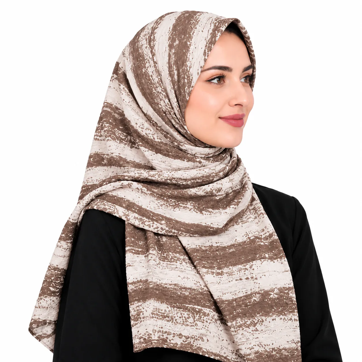 شال نخی پلیسه مدل راه راهه منگوله دار - Image 4