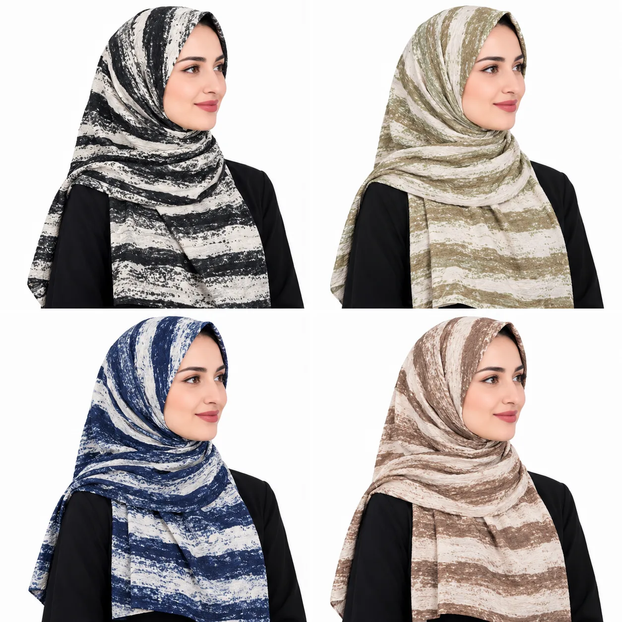 شال نخی پلیسه مدل راه راهه منگوله دار - Image 6