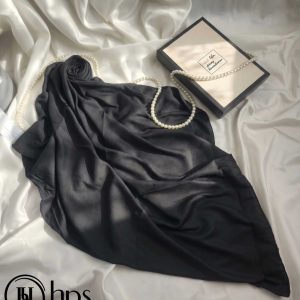 تصویر روسری نخی کرپ مدل دور دوخت تک رنگ HD