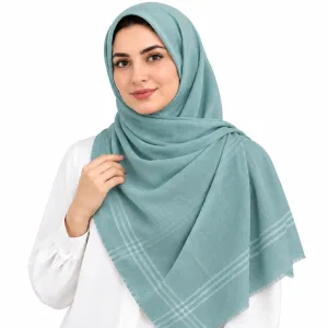 تصویر روسری نخی مدل لنین لمه دار چهارخانه