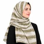 شال نخی پلیسه مدل راه راهه منگوله دار