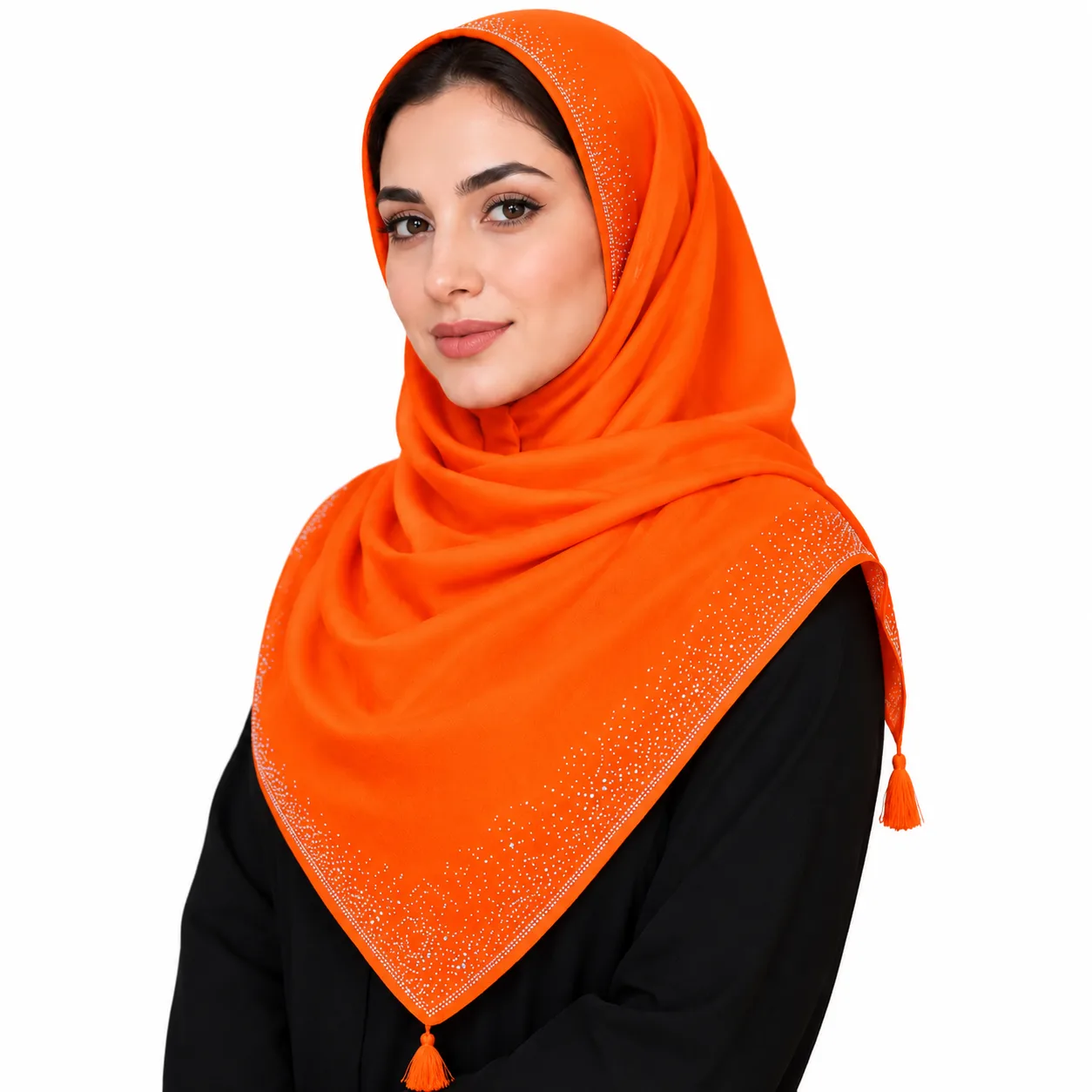 روسری نخی وارداتی مدل حاشیه نگین منگوله دار - Image 6