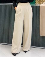 شلوار پارچه ای مدل بگ کج راه پشت کمرکش - Image 4