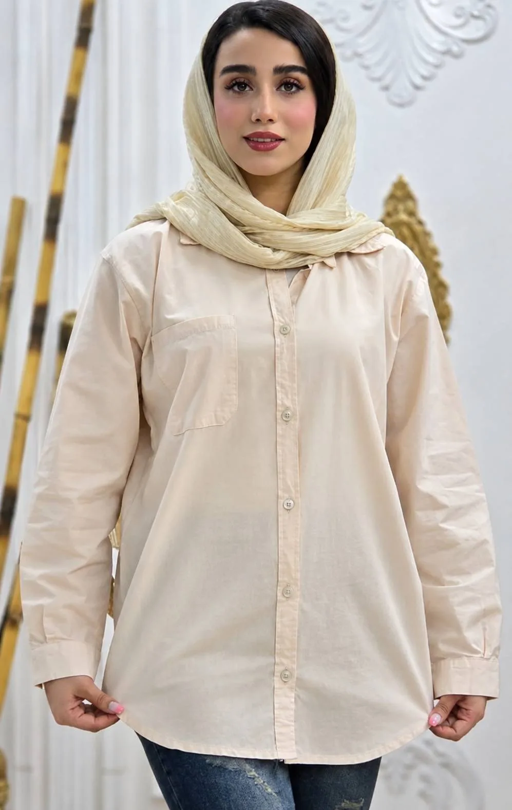PK14W0FR17005 شومیز لنین مدل جلودکمه دار - Image 1