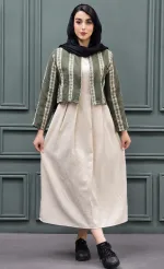 ست کت و سارافون مدل لنین رویه طرح دار - Image 3