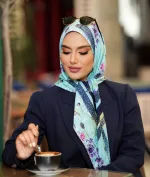 روسری حریر ایتالیایی مدل نخل دیور قابدار - Image 8