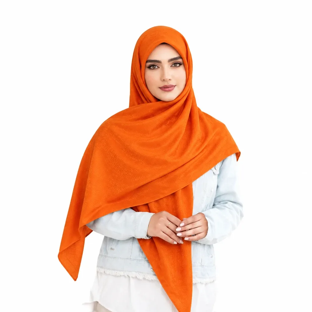 روسری نخی کج راه پارچه لوزی ساده رنگی - Image 3