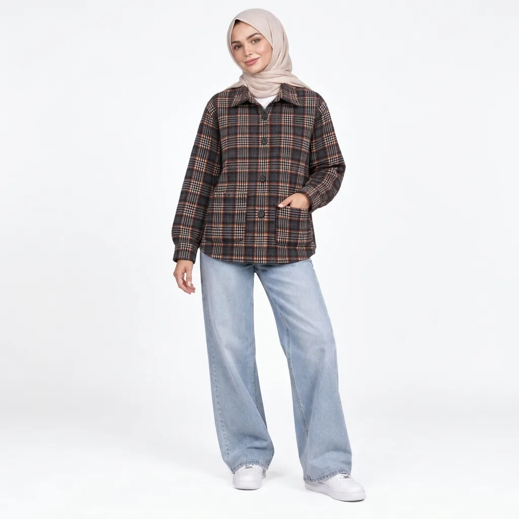 شکت پشمی مدل چهارخانه دوجیب پایین - Image 3