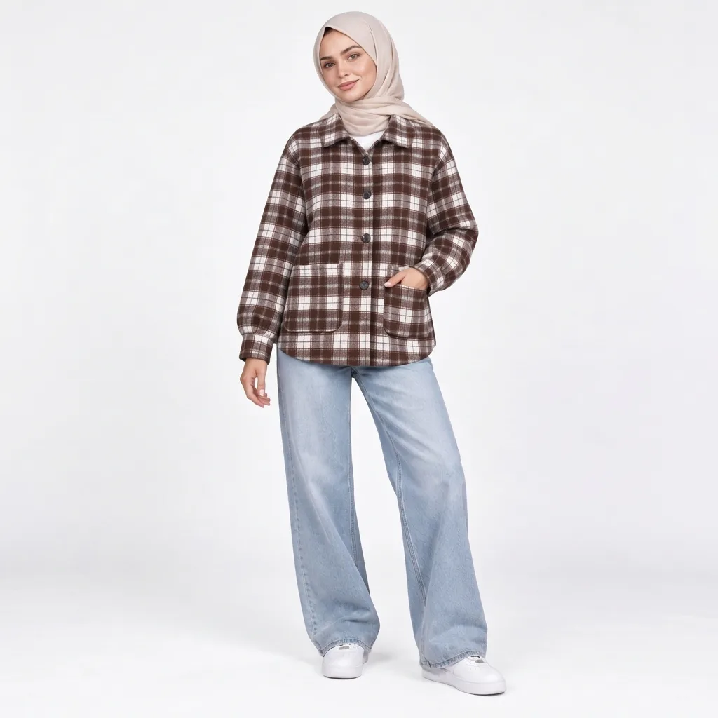 شکت پشمی مدل چهارخانه دوجیب پایین - Image 6