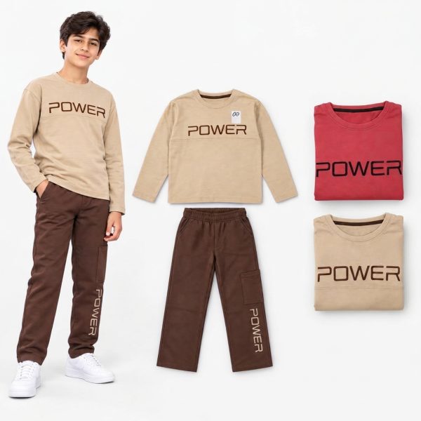 ست بلوز و شلوار پسرانه مدل تک چاپ POWER وچیون