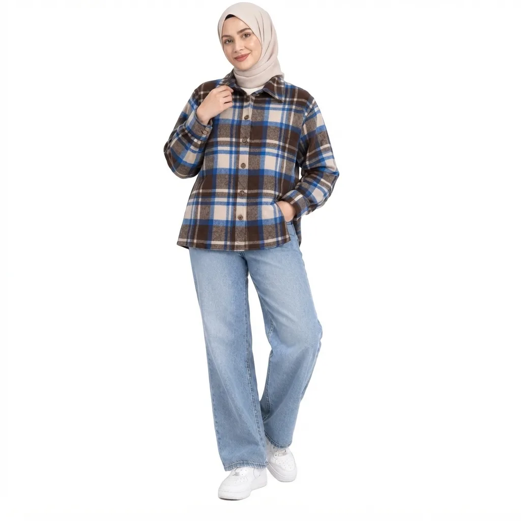شکت پشمی مدل چهارخانه جیب دار - Image 5