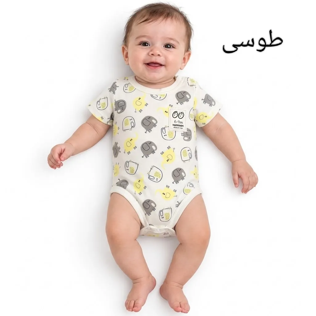 زیردکمه نوزدای  مدل آستین کوتاه پنبه دو رو مدل فیلی وچیون - Image 6