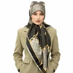 روسری ابریشم تویل مدل سلین زنجیری - Image 7