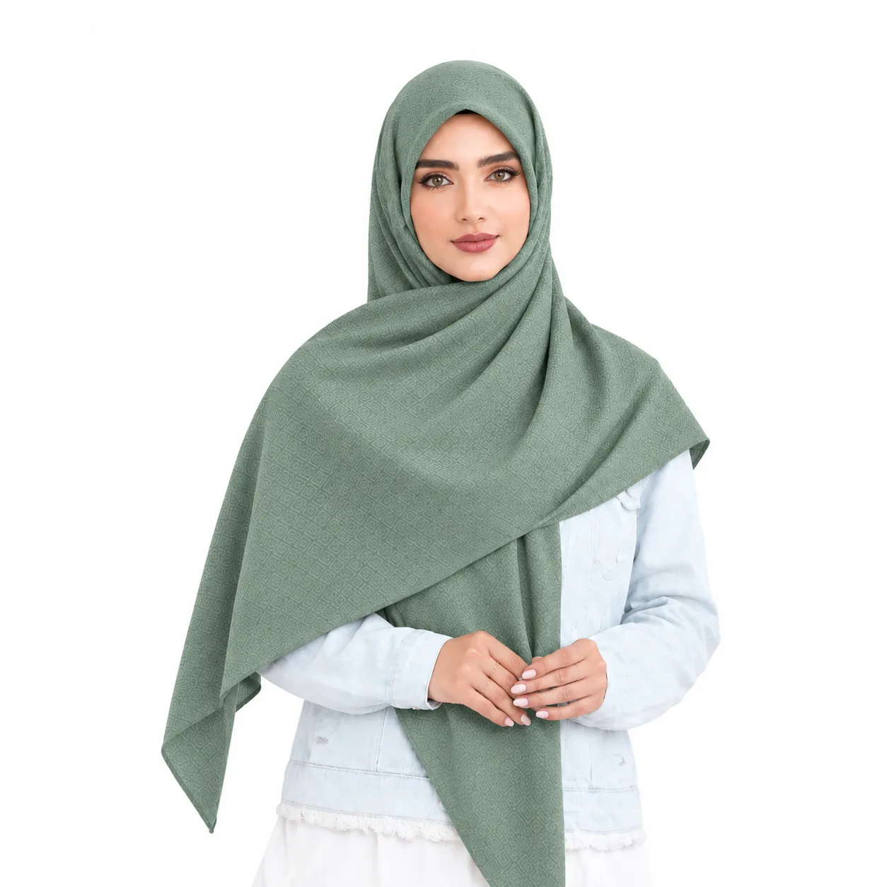 روسری نخی کج راه پارچه لوزی ساده رنگی - Image 12