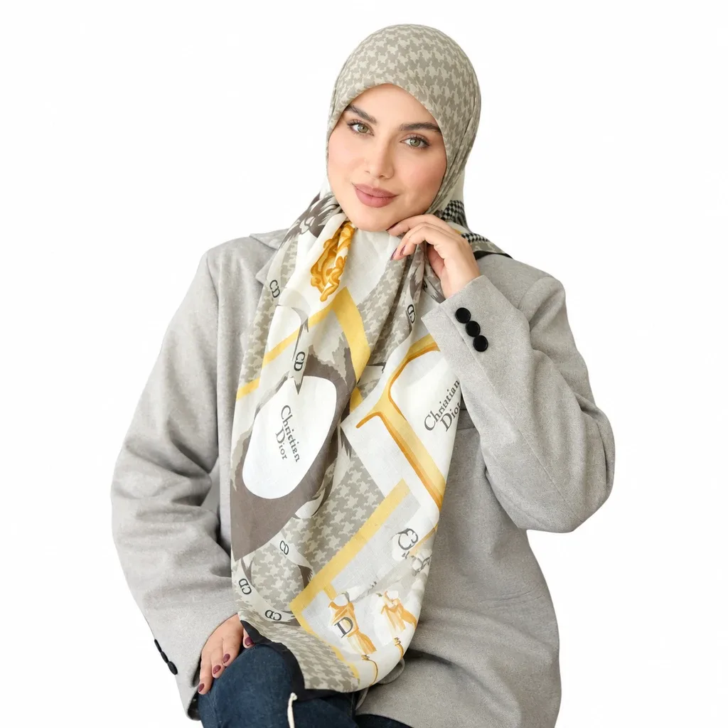 روسری نخی سیا اسکارف مدل دیور - Image 5