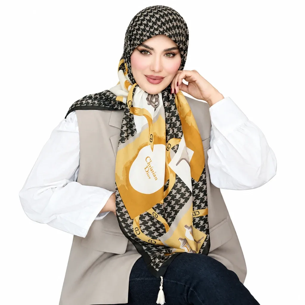 روسری نخی سیا اسکارف مدل دیور - Image 4